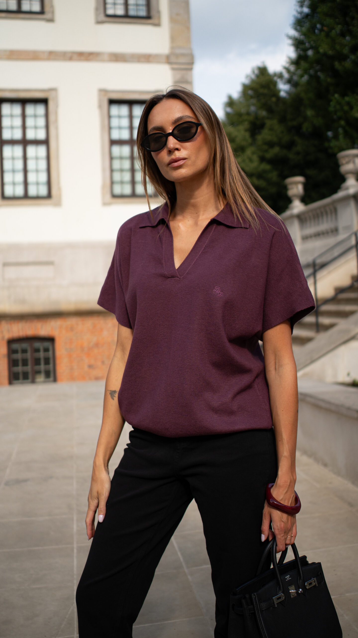 LEMONADA sweter POLO Z KOŁNIERZYKIEM bakłażan - obrazek 5